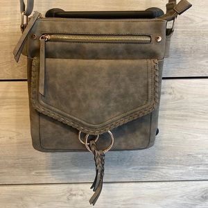 🔥 Sage green gray with gold hardware, brushed soft leather Crossbody bag